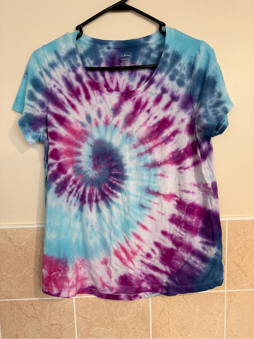 L.L. Bean Women's Hand Dyed Tie-Dye Short Sleeve Tee - Blue, Purple, Pink